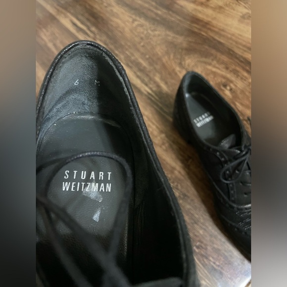 Stuart Weitzman Black Oxford Shoes with Broguing - Picture 7 of 7